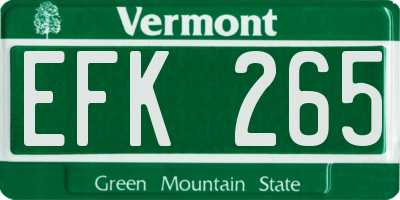 VT license plate EFK265
