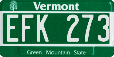 VT license plate EFK273