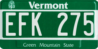 VT license plate EFK275