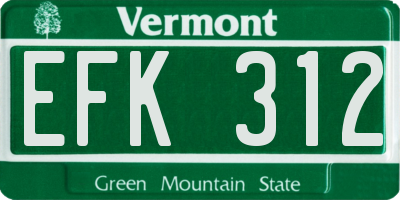 VT license plate EFK312
