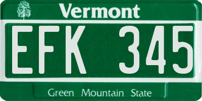 VT license plate EFK345