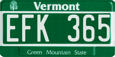 VT license plate EFK365