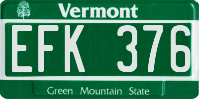 VT license plate EFK376