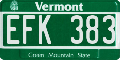VT license plate EFK383