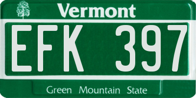 VT license plate EFK397