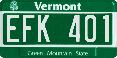 VT license plate EFK401