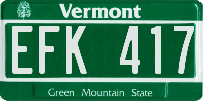 VT license plate EFK417