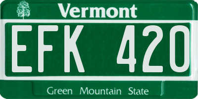 VT license plate EFK420