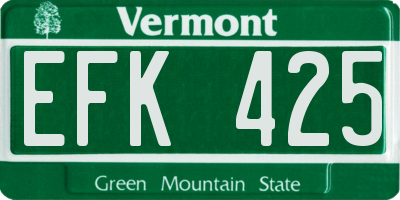 VT license plate EFK425