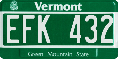 VT license plate EFK432