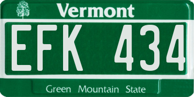 VT license plate EFK434