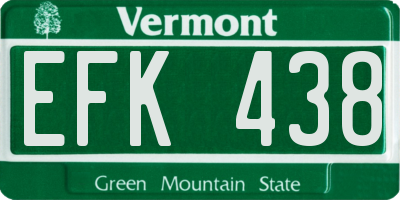 VT license plate EFK438