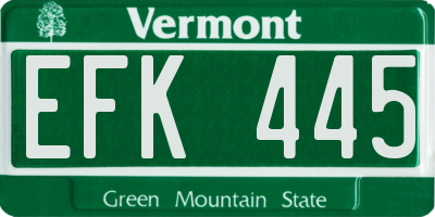 VT license plate EFK445
