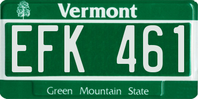 VT license plate EFK461