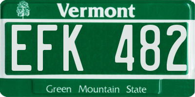 VT license plate EFK482