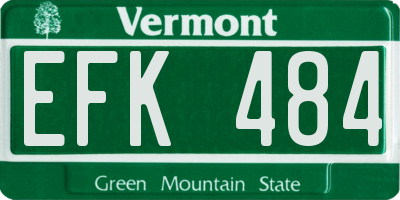 VT license plate EFK484