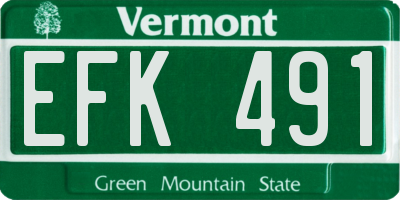 VT license plate EFK491
