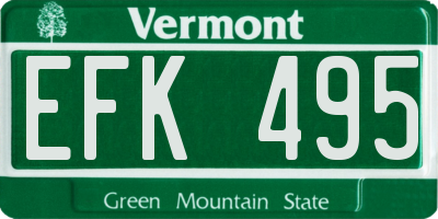 VT license plate EFK495