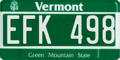 VT license plate EFK498