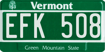 VT license plate EFK508