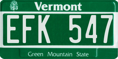 VT license plate EFK547