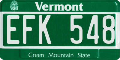 VT license plate EFK548