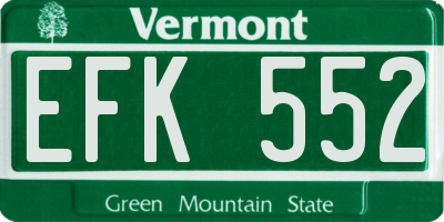 VT license plate EFK552