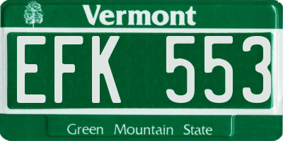 VT license plate EFK553