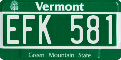 VT license plate EFK581