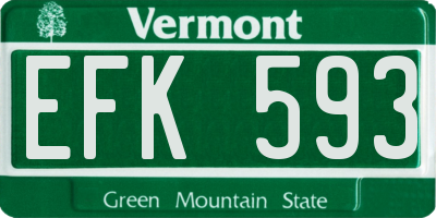 VT license plate EFK593