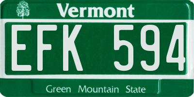 VT license plate EFK594