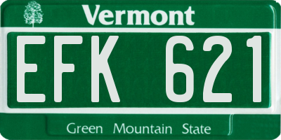 VT license plate EFK621