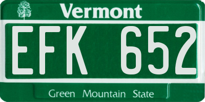 VT license plate EFK652
