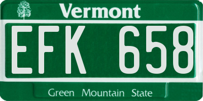 VT license plate EFK658
