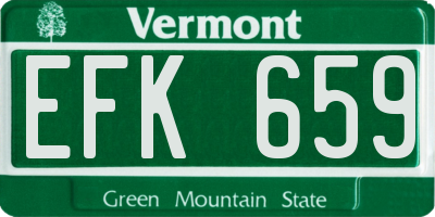 VT license plate EFK659