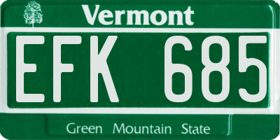 VT license plate EFK685