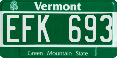 VT license plate EFK693