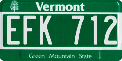 VT license plate EFK712