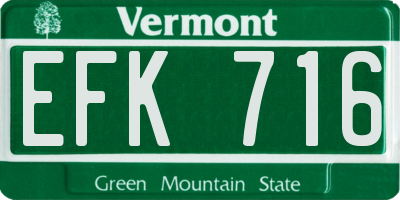 VT license plate EFK716