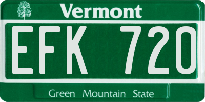 VT license plate EFK720