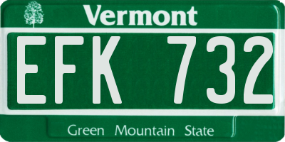 VT license plate EFK732