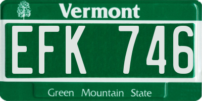 VT license plate EFK746
