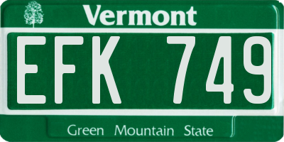 VT license plate EFK749