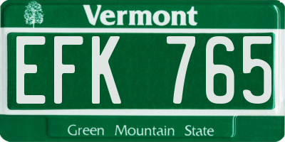 VT license plate EFK765