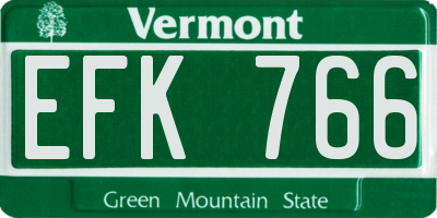 VT license plate EFK766