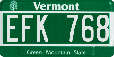VT license plate EFK768