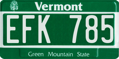 VT license plate EFK785