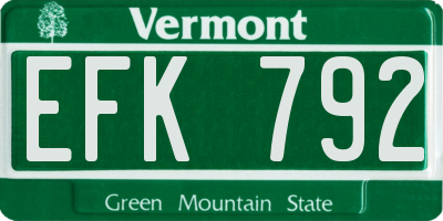 VT license plate EFK792
