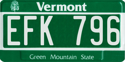 VT license plate EFK796