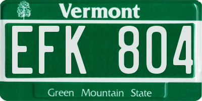 VT license plate EFK804